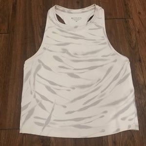 Athleta Printed Shanti Crop Tank White Grey XS